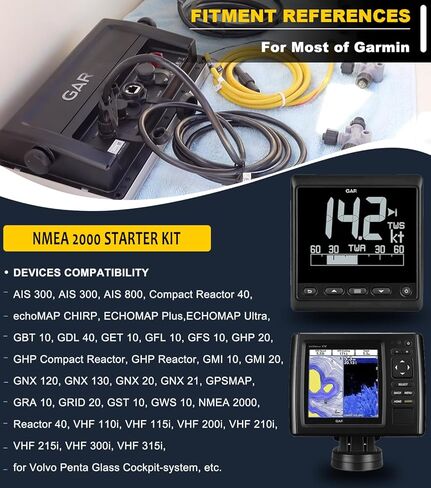 010-11442-00 NMEA 2000 Starter Kit for Garmin Echomap Chirp ، Echomap Plus ، NMEA 2000 Cable ، كابل العمود الفقري ، كابل إسقاط مع توصيل T و Terminator الذكور الإناث in Saudi Arabia