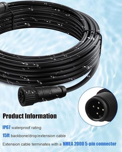 NMEA 2000 Backbone 15Ft Marine Grade Drop or Extension Cable Fit for Lowrance Simrad B&G Navico Garmin Network System in Saudi Arabia