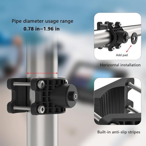محول محول مشبك القطب القابل للتعديل متوافق مع Lowrance Eagle Eygle Eye 9 - مقابل 20-50 مم القطب المستدير ، وتركيب سهل - متين ودائم (أسود) in Kuwait