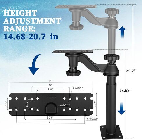 Telescoping Fish Finder Mount,for Fishfinders & Chartplotters,Height-Adjustable Depth Finder Mount Compatible with Lowrance, Garmin, Humminbird and More,for Boats, Kayak (Long Arm) in Saudi Arabia
