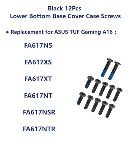 ZAHARA Black 12Pcs Lower Bottom Base Cover Case Screws Replacement for ASUS TUF Gaming A16 FA617NS FA617XS FA617XT FA617NT FA617NSR FA617NTR/ TUF Gaming A16 FA607 FA607PI FA607PV FA607NU FA607NUG in Saudi Arabia