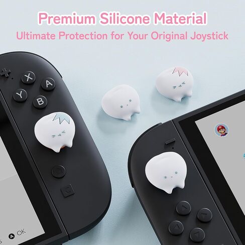 GeekShare Joystick Caps Compatible with Switch 2 - Anti-Slip Thumb Grip Caps - 4PCS Silicone Analog Cover Thumbstick Grips for Switch 2025, White Tooth in Saudi Arabia