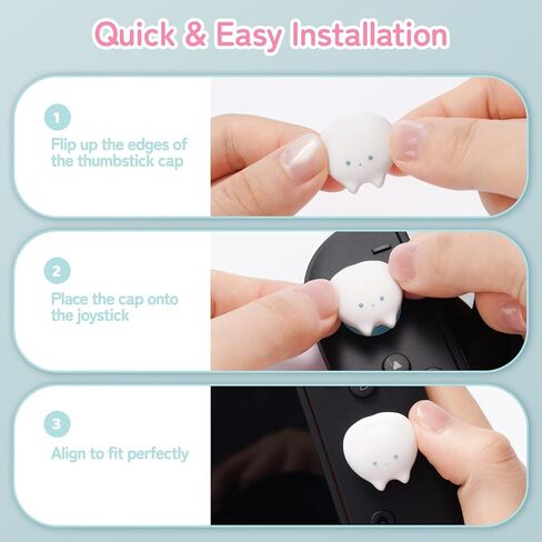 GeekShare Joystick Caps Compatible with Switch 2 - Anti-Slip Thumb Grip Caps - 4PCS Silicone Analog Cover Thumbstick Grips for Switch 2025, White Tooth in Saudi Arabia