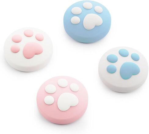 Geekshare Cat Paw Thumb Grips متوافقة مع Switch 2 Game Console ، Cover Cover Cover Anti -Slip for Switch 2025 ، 4pcs - Pink Blue in Saudi Arabia