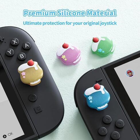 Geekshare Silicone Joycon الإبهام قبضة الإبهام متوافقة مع التبديل 2025 ، أغطية غطاء عصا التحكم الناعمة للمفتاح 2 ، 4pcs - الصودا كريم in Saudi Arabia