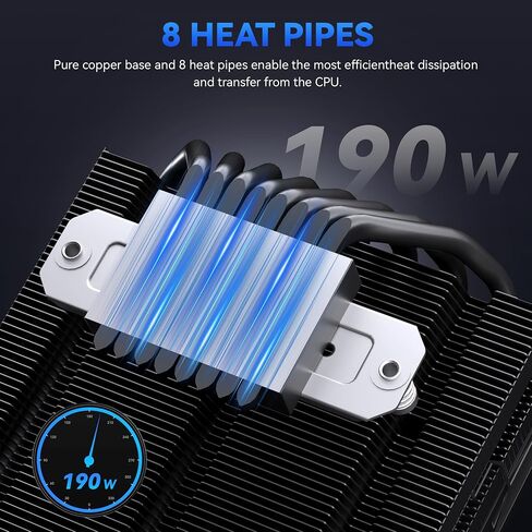 تبريد وحدة المعالجة المركزية منخفضة: 75 مم ارتفاع CPU Air Cooler 8 Heatpipes 120x120x15mm Slim Fan ، مروحة وحدة المعالجة المركزية لـ Intel LGA1700/115x/1200 ؛ AMD AM4/AM5 in Kuwait