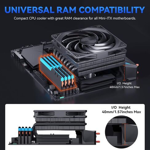 تبريد وحدة المعالجة المركزية منخفضة: 75 مم ارتفاع CPU Air Cooler 8 Heatpipes 120x120x15mm Slim Fan ، مروحة وحدة المعالجة المركزية لـ Intel LGA1700/115x/1200 ؛ AMD AM4/AM5 in Kuwait