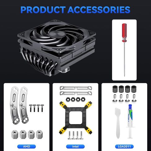 تبريد وحدة المعالجة المركزية منخفضة: 75 مم ارتفاع CPU Air Cooler 8 Heatpipes 120x120x15mm Slim Fan ، مروحة وحدة المعالجة المركزية لـ Intel LGA1700/115x/1200 ؛ AMD AM4/AM5 in Kuwait
