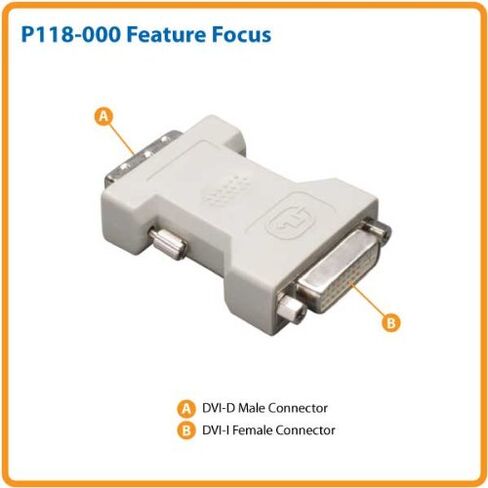 Tripp Lite DVI-I to DVI-D Dual Link Video Cable Adapter (F/M) (P118-000) Beige 9 x 7 x 0.5 inches in Saudi Arabia
