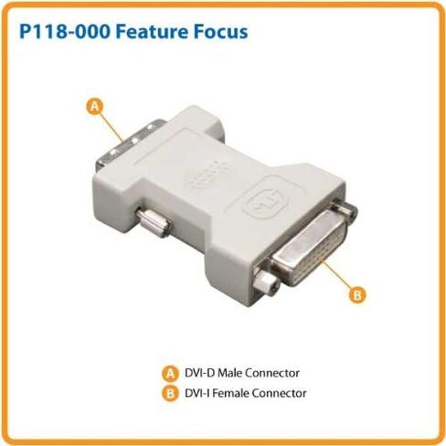 Tripp Lite DVI-I to DVI-D Dual Link Video Cable Adapter (F/M) (P118-000) Beige 9 x 7 x 0.5 inches in Saudi Arabia