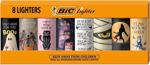 BIC MAXI BOCKING Lighter ، SPERIES EDITION SPOOKY Series ، تصميمات مستوحاة من الهالوين ، مجموعة من 8 ولاعات in Saudi Arabia