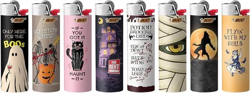 BIC MAXI BOCKING Lighter ، SPERIES EDITION SPOOKY Series ، تصميمات مستوحاة من الهالوين ، مجموعة من 8 ولاعات in Saudi Arabia