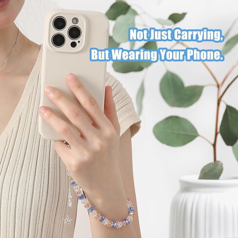 Phone Charm with Beaded Crystals, Anti-Theft Phone Strap, Hands-Free & Detachable Cellphone Lanyard, Cellphone Chain Wristlet with Tether Tab in Saudi Arabia