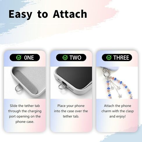 Phone Charm with Beaded Crystals, Anti-Theft Phone Strap, Hands-Free & Detachable Cellphone Lanyard, Cellphone Chain Wristlet with Tether Tab in Saudi Arabia