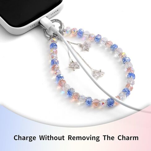 Phone Charm with Beaded Crystals, Anti-Theft Phone Strap, Hands-Free & Detachable Cellphone Lanyard, Cellphone Chain Wristlet with Tether Tab in Saudi Arabia