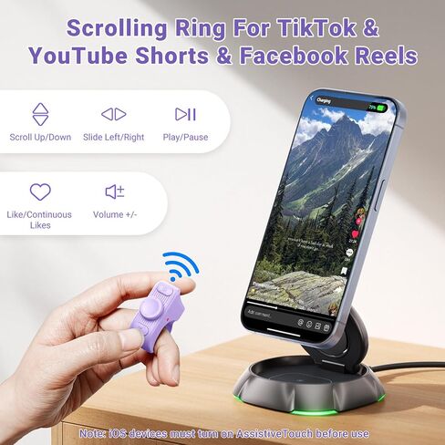 Tiktok Scrolling Ring لـ iPhone/Android/iOS ، Page Turner لتطبيق Kindle على Ipad Bluetooth Scroller Camera Remote مصراع (Pink) in Saudi Arabia