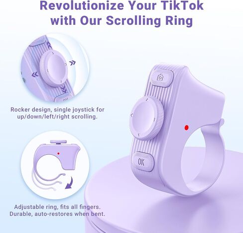 Tiktok Scrolling Ring لـ iPhone/Android/iOS ، Page Turner لتطبيق Kindle على Ipad Bluetooth Scroller Camera Remote مصراع (Pink) in Saudi Arabia