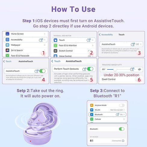 Tiktok Scrolling Ring لـ iPhone/Android/iOS ، Page Turner لتطبيق Kindle على Ipad Bluetooth Scroller Camera Remote مصراع (Pink) in Saudi Arabia