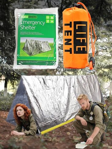 Tents, 96"x59" Dual-Sided Silver Shelter with Large Orange Storage Bag, Emergency Blanket in Saudi Arabia