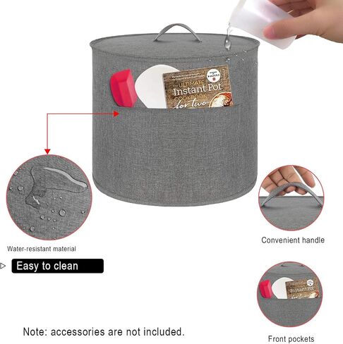 House Beautiful Appliance Cover Dust Cover Watertight for 6 Quart Instant Pot, Electric Pressure Cooker, Rice Cooker, Air Fryer and Crock Pot, Machine Washable (Grayish White) in Saudi Arabia