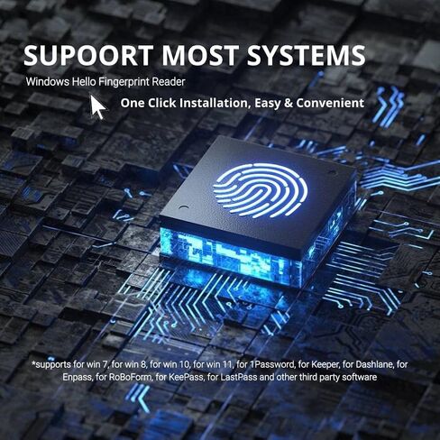 ماسح الضوئي الأصغر في بصمات الأصابع لنظام التشغيل Windows 11/10 Hello ، ترقية قارئ بصمات الأصابع USB ، و 0.5S Touch Speedy Matching Scanner Scanner USB مفتاح USB لكلمة المرور وتشفير الملفات in Kuwait