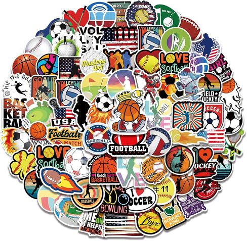 150PCS Sports Stickers Gift for Water Bottles - Basketball, Baseball, Football, Volleyball, Soccer - Stickers for Teens in Saudi Arabia