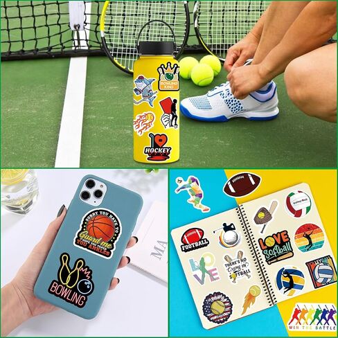 150PCS Sports Stickers Gift for Water Bottles - Basketball, Baseball, Football, Volleyball, Soccer - Stickers for Teens in Saudi Arabia
