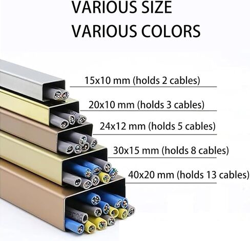 Decorative Cable Hider Stainless Steel Metal Cable Cover, Lamp Cable Cover,Cable Management Self Glues Antique Wire Hider, Cable Management Channel for Wall Floor, Cable Cover(Black,0.6x0.4in/1.5x1cm) in Saudi Arabia
