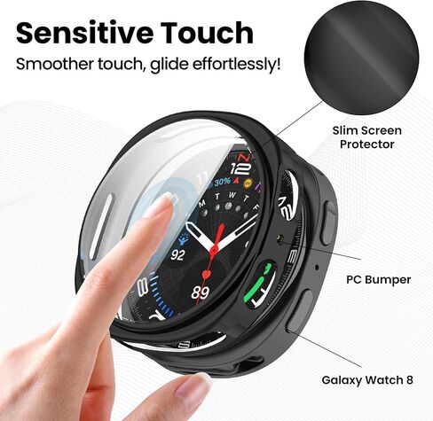 حالة واقي الشاشة لمشاهدة Samsung Galaxy Watch 8 44 مم ، TPU ناعمة عالية الحساسية المطلية الغطاء الواقي الكامل مقاومة للخدش لمراقبة Galaxy 8 smmartwatch (44 ملم ، 8pack) in Kuwait