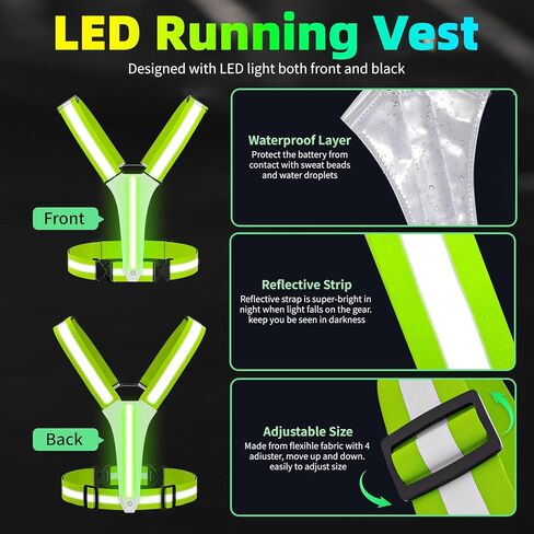 LED عكس سترة الجري ، 5 ألوان الأضواء ، 3 أوضاع ، قابلة للتعديل للركض ، ركوب الدراجات ، المشي - LED الجري سترة للرجال ، النساء ، الأطفال in Saudi Arabia