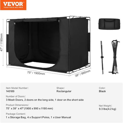 خيمة سرير Vevor ، 75 "× 39" × 47 "Twin Size 3 أبواب 70 ٪ من خيمة سرير نوم مظلة أحلام التنفس مع 0.37 في أقطاب الألياف على خصوصية السرير لخيام النوم الداخلية in Kuwait