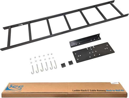 ICC Ladder Rack 5-Foot Cable Runway Network Rack-to-Wall Mount Kit – Includes 5' Ladder Rack, Mounting Brackets & Hardware, Made in USA in Saudi Arabia
