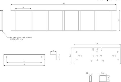 ICC Ladder Rack 5-Foot Cable Runway Network Rack-to-Wall Mount Kit – Includes 5' Ladder Rack, Mounting Brackets & Hardware, Made in USA in Saudi Arabia