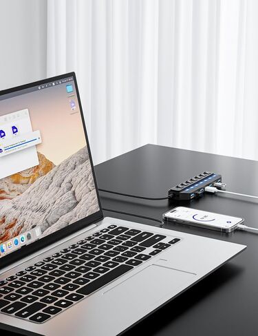 USB Hub 7 Port,USB 3.0 Hub Splitter with Individual On/Off LED Switches, USB Hub for PC 5Gbps HighSpeed Data for Laptop, MacBook, Mac Pro, Mac mini, iMac, Surface Pro and More in Saudi Arabia