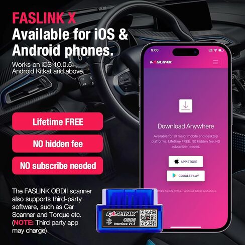 Bluetooth OBD2 Scanner for iPhone & Android, Car Diagnostic Check Scan Tool Engine Fault Code Reader for All OBDII Cars and Pickup - X1 Mini Scanner in Kuwait