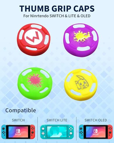 8pcs Nintendo Switch Grips ، أربعة أنماط بديلة ، السيليكون Joycon الإبهام الإبهام متوافقة مع التبديل/OLED/Switch Lite. in Kuwait