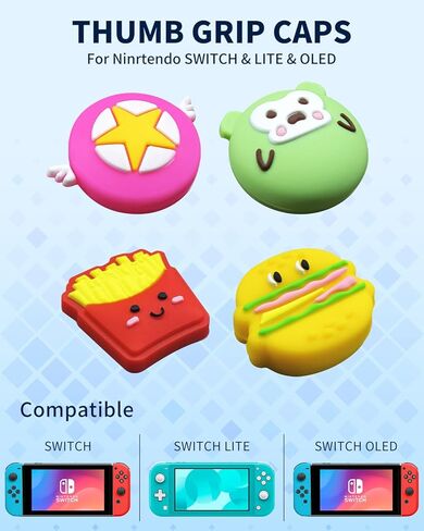 8pcs Nintendo Switch Grips ، أربعة أنماط بديلة ، السيليكون Joycon الإبهام الإبهام متوافقة مع التبديل/OLED/Switch Lite. in Kuwait