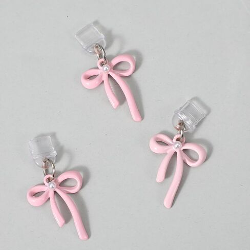 3Pcs Charms for Phone, Pink Bow Dust Plug Charm Compatible with Kindl & Phone Type C Charging Ports, Cute Kindl Accessories Charm Coquette Gift for Friends, Lover, Women in Saudi Arabia