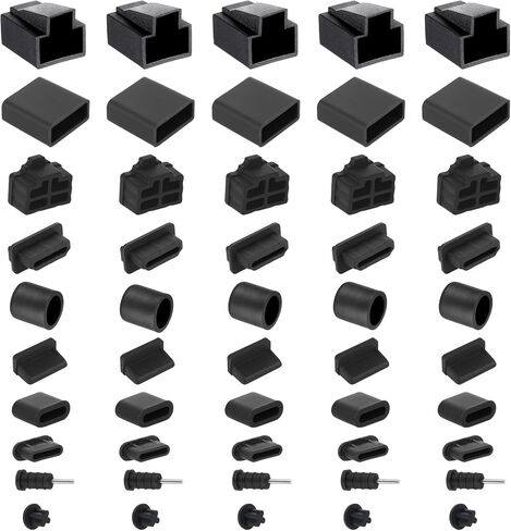 50 PCS 9 Types USB Cover, Silicone USB Port Cover Dust Plug Mobile Dustproof Plugs for USB-A Female/Male, Type-C Cap, 3.5mm Headphone, HDMI, Network Cable Plug, RCA, RJ45 Ethernet Protector Stoppers in Saudi Arabia