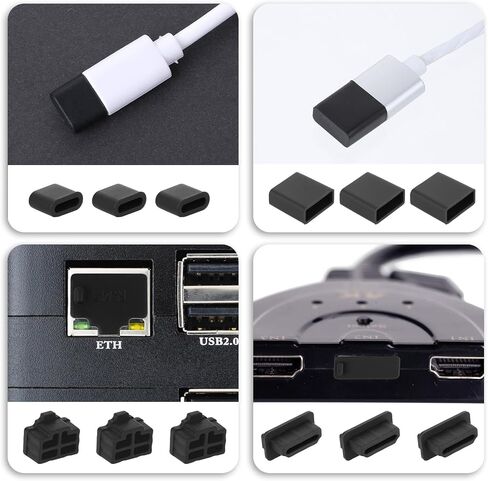 50 PCS 9 Types USB Cover, Silicone USB Port Cover Dust Plug Mobile Dustproof Plugs for USB-A Female/Male, Type-C Cap, 3.5mm Headphone, HDMI, Network Cable Plug, RCA, RJ45 Ethernet Protector Stoppers in Saudi Arabia