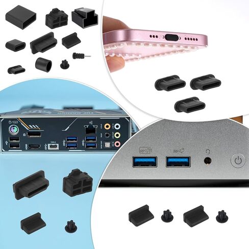 50 PCS 9 Types USB Cover, Silicone USB Port Cover Dust Plug Mobile Dustproof Plugs for USB-A Female/Male, Type-C Cap, 3.5mm Headphone, HDMI, Network Cable Plug, RCA, RJ45 Ethernet Protector Stoppers in Saudi Arabia