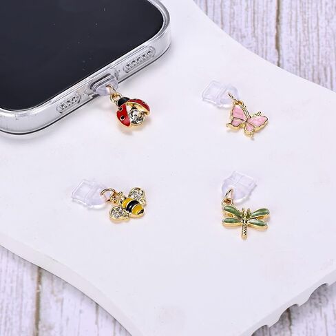 Dust Plug Charms Type C for E-Reader Kindle, Anti Dust Charms for Phone E-Reader Lover Butterfly, Dragonfly, Beetle, Bee in Kuwait
