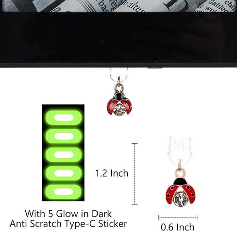 Dust Plug Charms Type C for E-Reader Kindle, Anti Dust Charms for Phone E-Reader Lover Butterfly, Dragonfly, Beetle, Bee in Kuwait