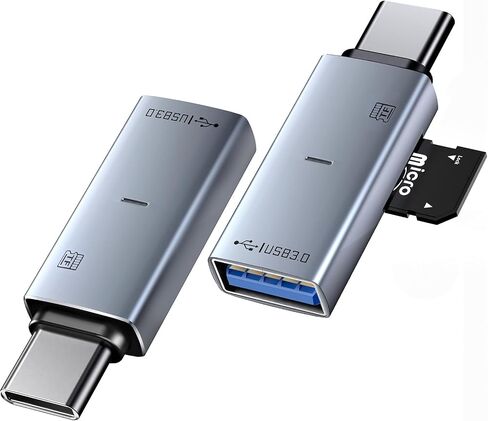 2 Pack USB C TF Card Reader & USB 3.0 Adapter, Dual-Slot Type-C OTG Reader for SD/SDXC/SDHC/MMC & Micro TF Cards USB-A Converter Compatible with iPhone 16/15, iPad Pro, MacBook, Samsung Galaxy S25/S24 in Saudi Arabia