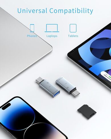 2 Pack USB C TF Card Reader & USB 3.0 Adapter, Dual-Slot Type-C OTG Reader for SD/SDXC/SDHC/MMC & Micro TF Cards USB-A Converter Compatible with iPhone 16/15, iPad Pro, MacBook, Samsung Galaxy S25/S24 in Saudi Arabia