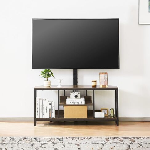 VEVOR 45" TV Stand with Mount for up to 75 in TVs, Entertainment Center with Power Outlet & LED Lights, Height Adjustable TV Console with Mount with 3 Tiers Storage Cabinets for Bedroom, Living Room in Saudi Arabia