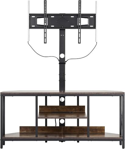 VEVOR 45" TV Stand with Mount for up to 75 in TVs, Entertainment Center with Power Outlet & LED Lights, Height Adjustable TV Console with Mount with 3 Tiers Storage Cabinets for Bedroom, Living Room in Saudi Arabia