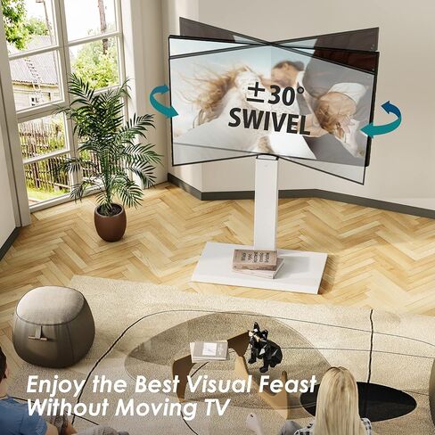 Fitueyes Floor Debivel TV حامل مع منفذ كهربائي لأجهزة تلفزيون 32-65 بوصة ، وقصة تلفزيون أرضية مع ارتفاع قابل للتعديل مع قاعدة حديدية ، ومكمّن ما يصل إلى 88 رطلاً ، وتوفير المساحة لغرفة النوم ، وغرفة المعيشة in Kuwait