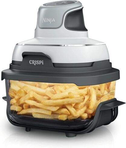 Ninja FN090 Crispi 3-in-1 4QT Portable Cooking System with TempWare Container, 1500W, Recrisp, Air Fry, & Max Crisp, Easy Storage, Crisper Plate, Lid, Cook, Serve & Store, White (Renewed) in Saudi Arabia