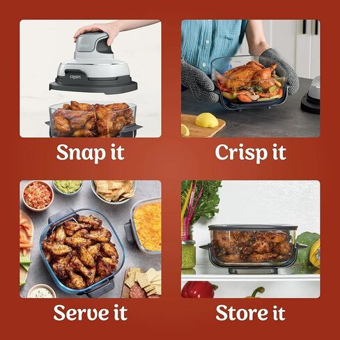 Ninja FN090 Crispi 3-in-1 4QT Portable Cooking System with TempWare Container, 1500W, Recrisp, Air Fry, & Max Crisp, Easy Storage, Crisper Plate, Lid, Cook, Serve & Store, White (Renewed) in Saudi Arabia